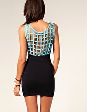 Motel Open Contrast Grid Back Janine Dress