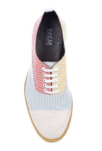 Multi Colour Striped Canvas Chaplin Shoes by Swear