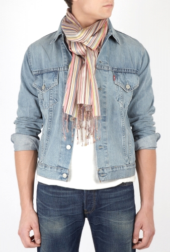 Multi Stripe Washed Silk Scarf by Paul Smith Accessories
