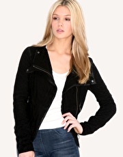 muubaa Suede Funnel Neck Biker Jacket