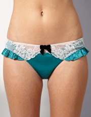 Myla Gardenia Silk Mini Brief with Floral Lace Trim