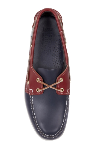 Navy and Red Leather Boat Shoes by Sebago