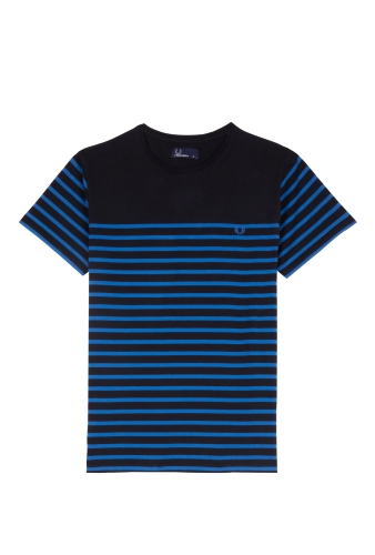Navy Bretton Stripe Tee by Fred Perry