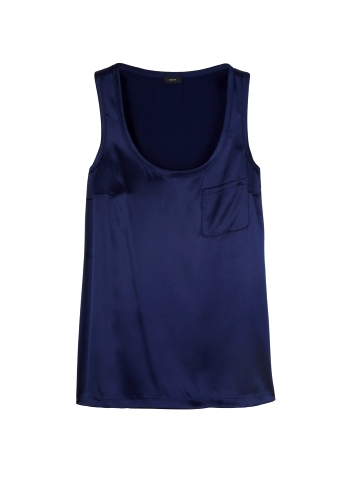 Navy Coquette Silk Tank by Joseph