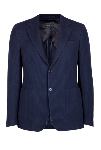 Navy Cotton Basket Tweed Blazer by Joseph