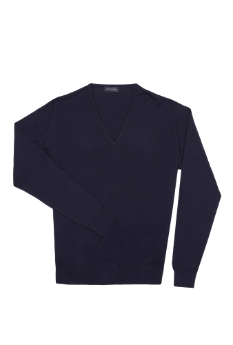 Navy Cotton Havant V Knit by John Smedley