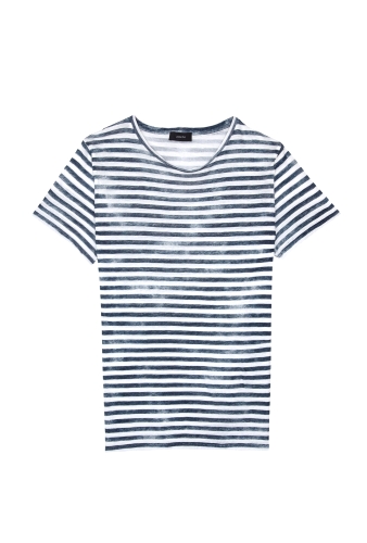 Navy Faded Stripe Linen Tee by Joseph