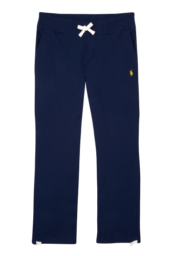 Navy Fleece Yellow Logo Track Pants by Polo Ralph Lauren