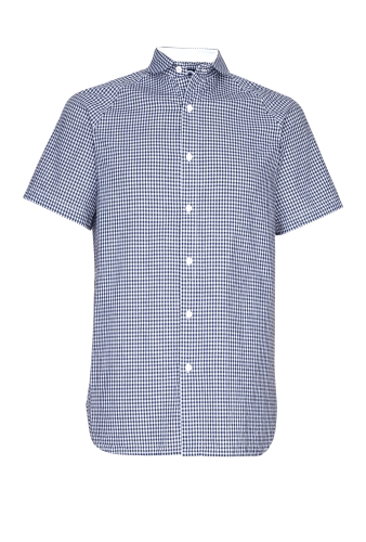 Navy Gingham Eton Short Sleeve Shirt by Penfield