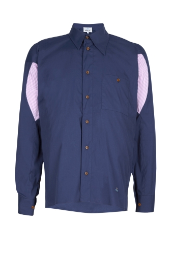 Navy Gingham Panel Twisted Shirt by Vivienne Westwood