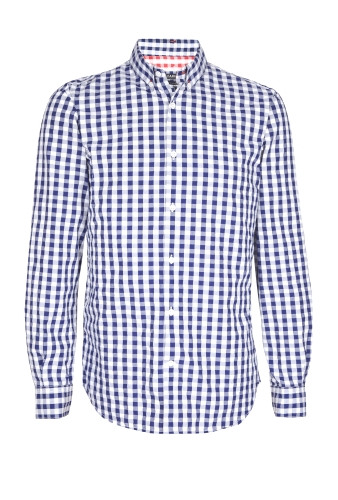 Navy Gingham Washed Cotton Shirt by Farhi by Nicole Farhi
