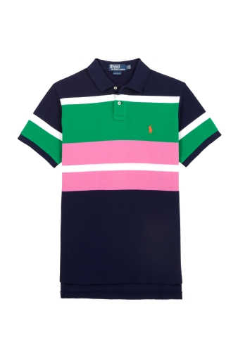 Navy Green Pink Block Stripe Polo by Polo Ralph Lauren