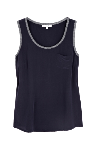 Navy Kelvin Silk & Lurex Trimmed Vest by Paul & Joe Sister