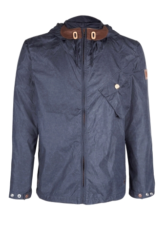 Navy Leather Detail Lightweight Hooded Parka by Penfield