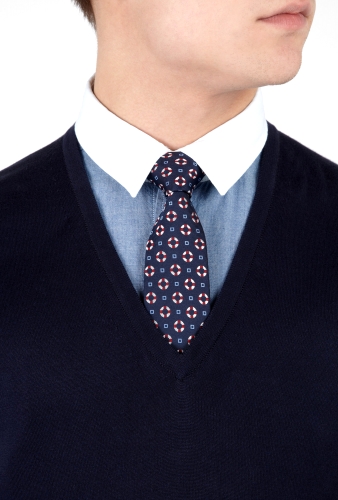 Navy Life Bouy Slim Silk Tie by Hugo Boss
