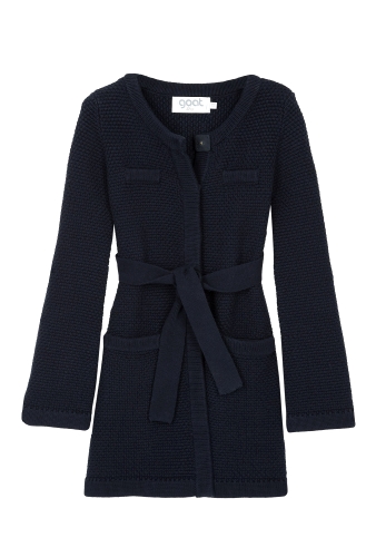 Navy Miller Belted Knit Coat by Goat