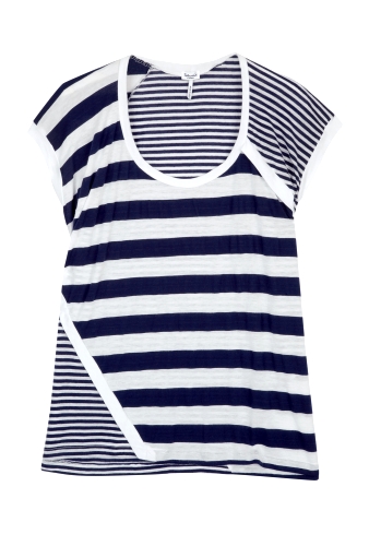 Navy Mixed Rugby Stripe Wide Neckline Top by Splendid