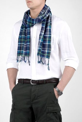 Navy Multi Check Madras Scarf by Woolrich