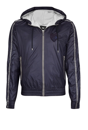 Navy Nylon Hooded Track Jacket by D&G Dolce & Gabbana