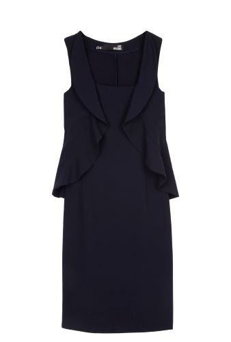 Navy Peplum Frill Fitted Dress by Love Moschino
