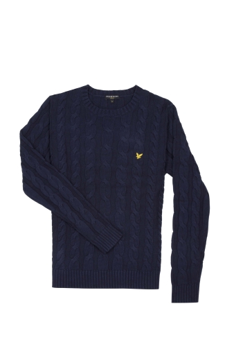Navy Pima Cotton Cable Knit by Lyle and Scott