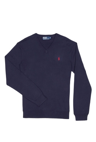 Navy Pima Cotton V Knit by Polo Ralph Lauren