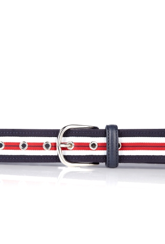 Navy Red Stripe Grosgrain Ribbon Belt By Andersons