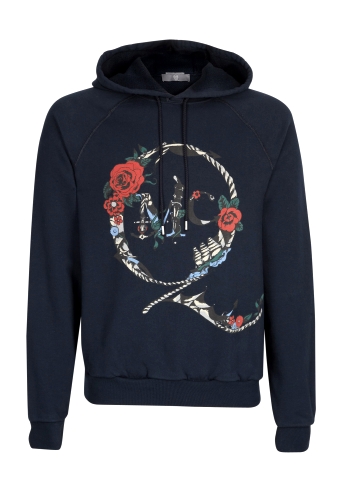 Navy Rose and Dagger Sweat Hoody by McQ Alexander McQueen