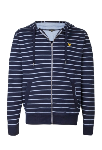 Navy Stripe Loopback Sweat Jacket by Lyle and Scott