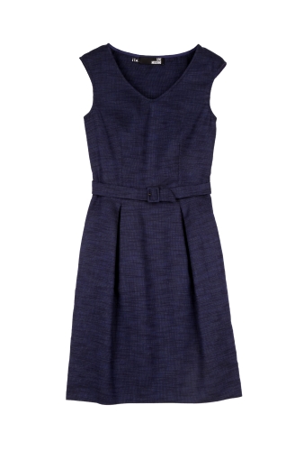 Navy Summer Tweed Belted Shift Dress by Love Moschino