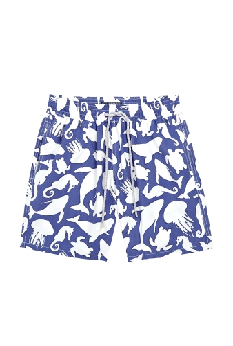 Navy Turtles and Seahorses Print Swimshorts by Vilebrequin