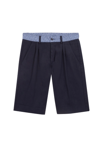 Navy Twill Liberty Floral Waistband Shorts by B Store