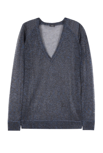 Navy V Neck Lurex Sweater by Joseph