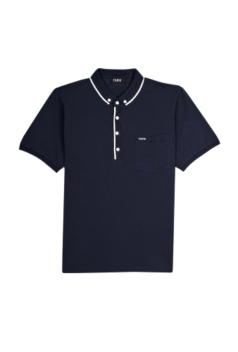 Navy White Tipped Jersey Polo by Farhi by Nicole Farhi