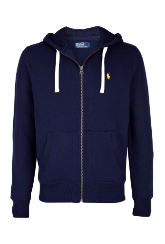 Navy Yellow Logo Zip Sweat Jacket by Polo Ralph Lauren