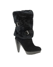 Nine West Priska Faux Fur Cuffed Heeled Boot