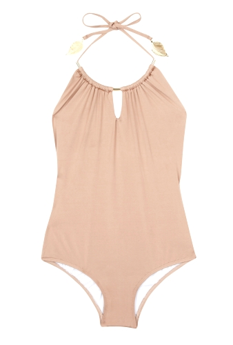 Nude Gold Tube Swimsuit by Zimmerman