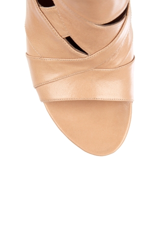 Nude Leather peeptoe slit bootie by Belle Sigerson Morrison