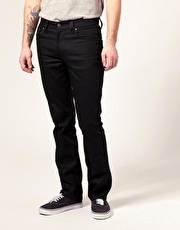 Nudie Slim Jim Dry Black Coated Straight Jeans