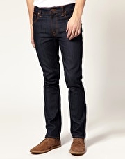 Nudie Thin Finn Organic Dry Ecru Embro Skinny Jeans