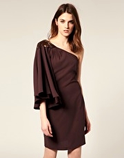 Oasis One Shoulder Angel Sleeve Dress