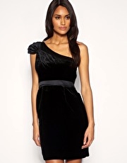 Oasis One Shoulder Velvet Dress