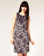 Oasis Rose Printed Laser Cut Petal Shift Dress