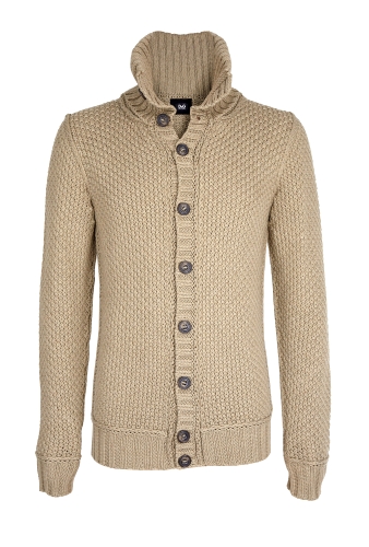 Oatmeal Cotton Textured Knit Cardigan by D&G