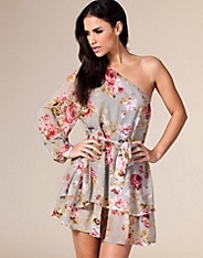 One Sleeve Floral Dress