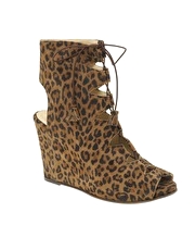 Opening Ceremony Printed Leopard Suede Lace Front Peep Toe Shoe Boot