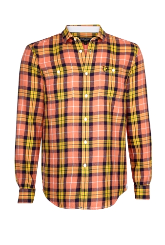 Orange Check Brushed Cotton Shirt by Lyle and Scott