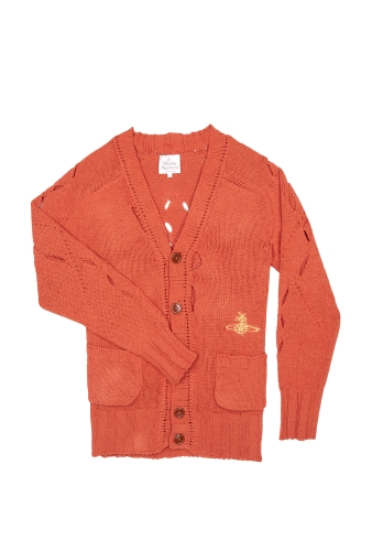 Orange Slash Prince Argyle Knit Cardigan by Vivienne Westwoo