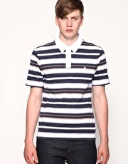Original Penguin Button Down Collar Multi Stripe Polo Shirt