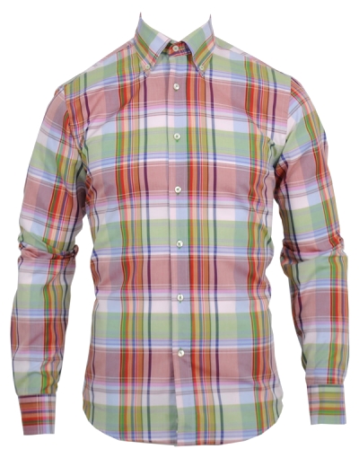 Oscar Slim Fit Skjorta Button Down Ruta Rostgr